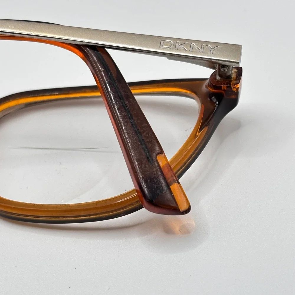 DKNY DY 4667 3675 Amber Tortoise Silver Rectangular Eyeglasses 52-17-140 Womens